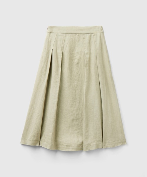 BENETTON (UNITED COLORS OF BENETTON)(ベネトンユナイテッドカラーズオブベネトン)の「リネン100%ミディ丈フレアスカート(スカート・レディース・ブラック/カーキ/ライトベージュ/ホワイト/ベージュ/イエロー・44/40/38/42/36)」の20枚目の写真