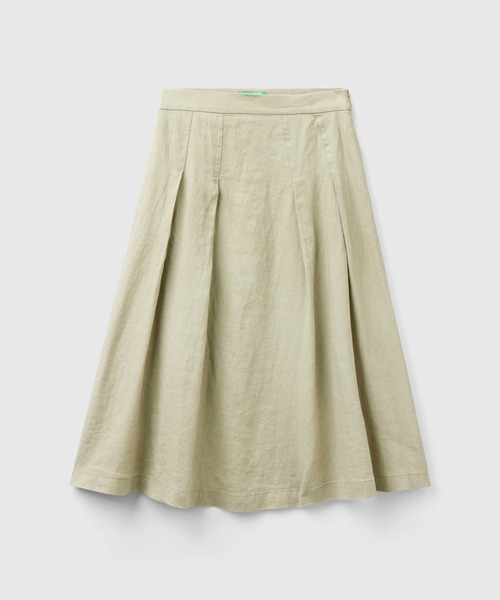 BENETTON (UNITED COLORS OF BENETTON)(ベネトンユナイテッドカラーズオブベネトン)の「リネン100%ミディ丈フレアスカート(スカート・レディース・ブラック/カーキ/ライトベージュ/ホワイト/ベージュ/イエロー・44/40/38/42/36)」の21枚目の写真