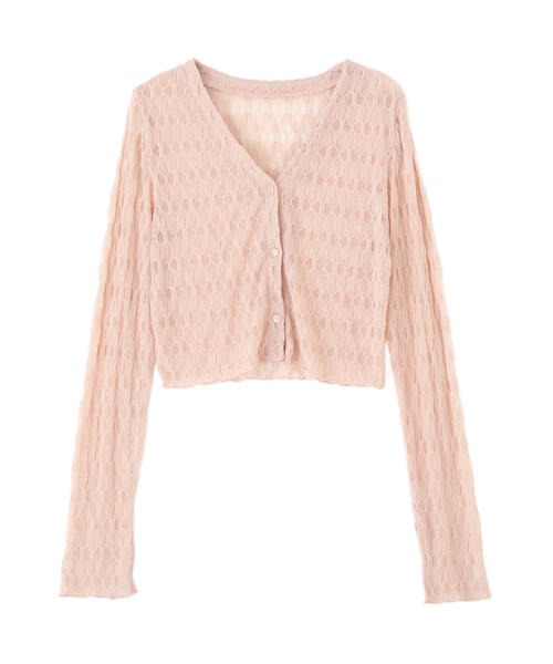 FREE'S MART（フリーズマート）の「◆シアーチュールカーディガン（カーディガン/ボレロ・レディース・ブラック/ホワイト/ピンク・FREE）」の8枚目の写真