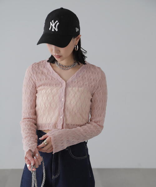 FREE'S MART（フリーズマート）の「◆シアーチュールカーディガン（カーディガン/ボレロ・レディース・ブラック/ホワイト/ピンク・FREE）」の16枚目の写真