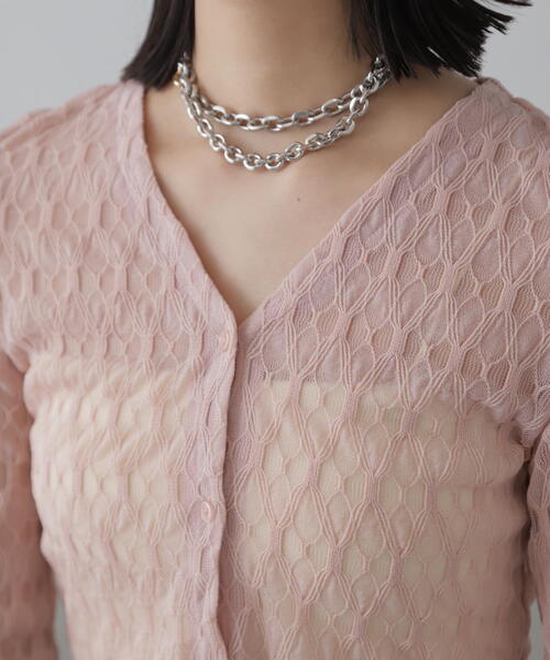 FREE'S MART（フリーズマート）の「◆シアーチュールカーディガン（カーディガン/ボレロ・レディース・ブラック/ホワイト/ピンク・FREE）」の20枚目の写真