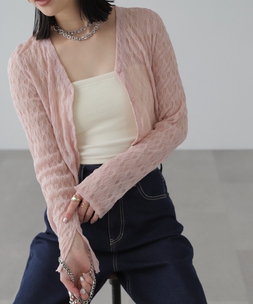 COMME des GARÇONSチュール素材カーディガン 2025SS コムデギャルソン チュール付き カーディガン COMME des