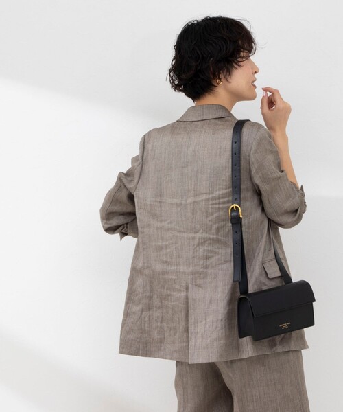 NOLLEY’S（ノーリーズ）の「《セットアップ対応》ウォッシャブルラミーシャンブレーダブルジャケット（テーラードジャケット・レディース・ライトグレー/ブラウン・38/36）」の9枚目の写真