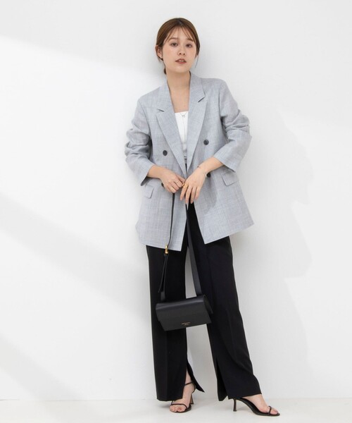 NOLLEY’S（ノーリーズ）の「《セットアップ対応》ウォッシャブルラミーシャンブレーダブルジャケット（テーラードジャケット・レディース・ライトグレー/ブラウン・38/36）」の16枚目の写真