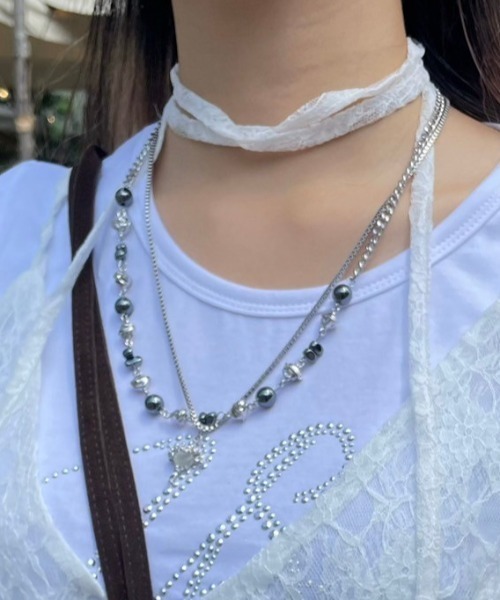 XU(エックスユー)の「【Never mind the XU】stone chain layered necklace / 【ネバーマインド ザ エックスユー】ストーンチェーンレイヤードネックレスシルバーネックレス(ネックレス・メンズ・シルバー・ONE SIZE)」の1枚目の写真