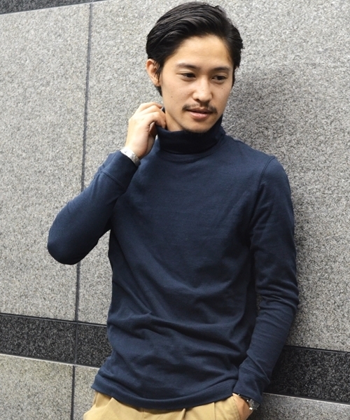 SHIPS（シップス）の「★★SC: SHIPS（シップス） "Smile Cotton" 天竺 タートルネック カットソー■（Tシャツ/カットソー・メンズ・ホワイト/グレー/ネイビー/ダークブルー・SMALL/LARGE/MEDIUM/X-LARGE）」の4枚目の写真