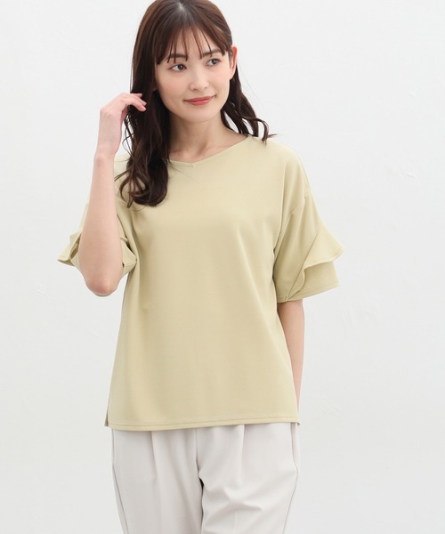 Honeys(ハニーズ)の「袖フリルトップス(Tシャツ/カットソー・レディース・アイボリー/ピンク系その他/イエロー系その他/ネイビー/ブルー系その他・S/M/L/LL/3L)」の17枚目の写真