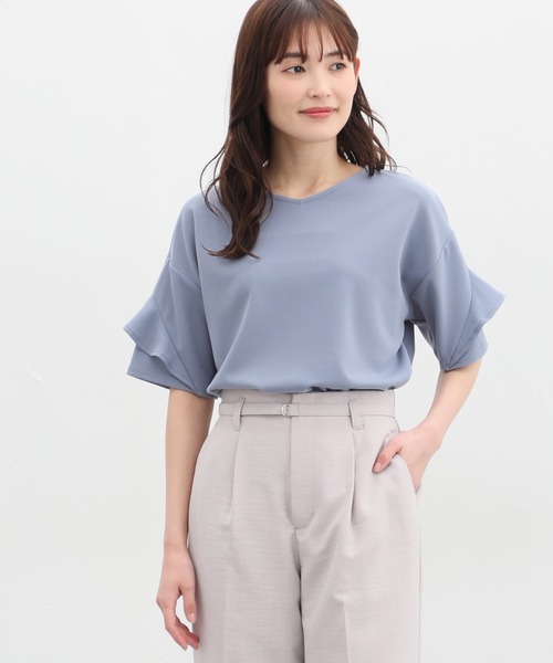 Honeys(ハニーズ)の「袖フリルトップス(Tシャツ/カットソー・レディース・アイボリー/ピンク系その他/イエロー系その他/ネイビー/ブルー系その他・S/M/L/LL/3L)」の19枚目の写真