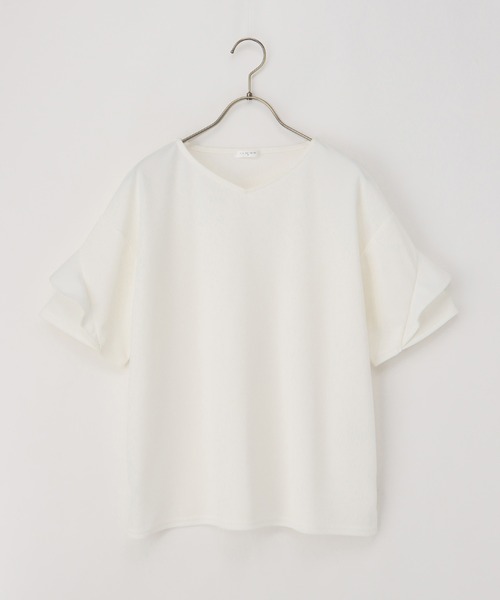 Honeys(ハニーズ)の「袖フリルトップス(Tシャツ/カットソー・レディース・アイボリー/ピンク系その他/イエロー系その他/ネイビー/ブルー系その他・S/M/L/LL/3L)」の20枚目の写真