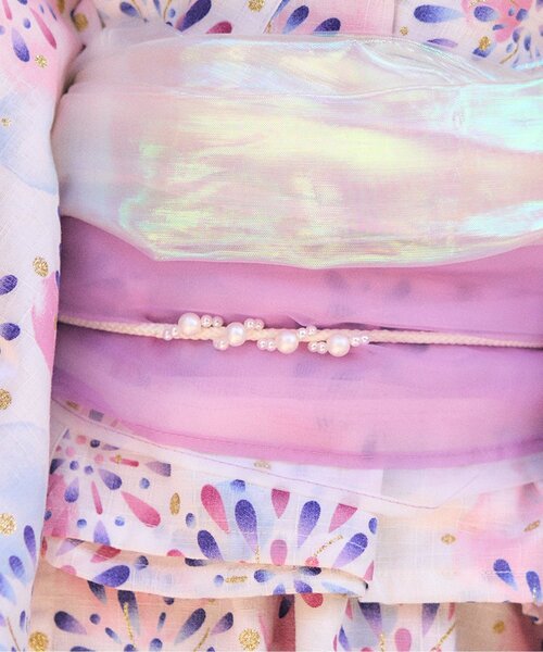 apres les cours（アプレレクール）の「ビーズ帯かざり_アプレのはんなり浴衣&甚平（和装小物・キッズ・アイボリー/ラベンダー/ネイビー・FREE）」の2枚目の写真