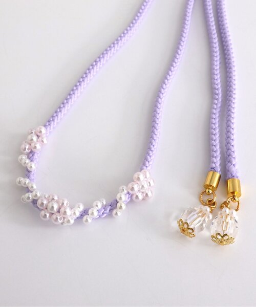 apres les cours（アプレレクール）の「ビーズ帯かざり_アプレのはんなり浴衣&甚平（和装小物・キッズ・アイボリー/ラベンダー/ネイビー・FREE）」の5枚目の写真