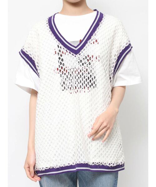 jouetie(ジュエティ)の「Vネックメッシュチュニックベスト(ベスト・レディース・アイボリー/ブラック/グリーン・MEDIUM)」の9枚目の写真