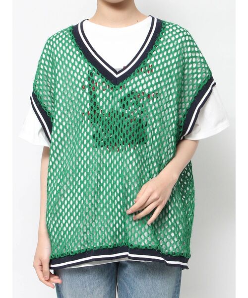 jouetie(ジュエティ)の「Vネックメッシュチュニックベスト(ベスト・レディース・アイボリー/ブラック/グリーン・MEDIUM)」の11枚目の写真