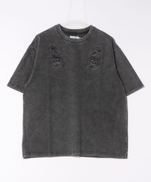 【ATELANE】硫化染め天竺トラ刺繍 Tシャツ/メンズ