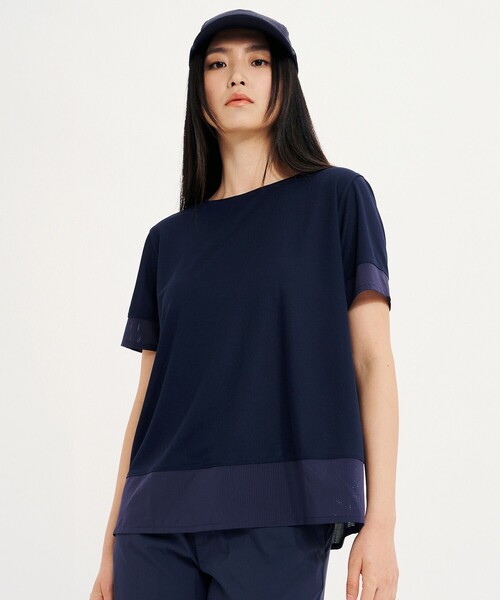 AIGLE（エーグル）の「吸水速乾 接触冷感 ショートスリーブTシャツ RP（Tシャツ/カットソー・レディース・ライトブルー/ホワイト/ネイビー・XS/S/M/L）」の3枚目の写真