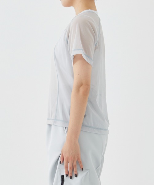 CITY TOKYO（シティトウキョウ）の「＜手洗い可能＞＜伸縮性・撥水機能＞トリコットシアーウェーブシースルーTシャツ（Tシャツ/カットソー・レディース・ブルー/ライトグレー/ミント・FREE）」の8枚目の写真
