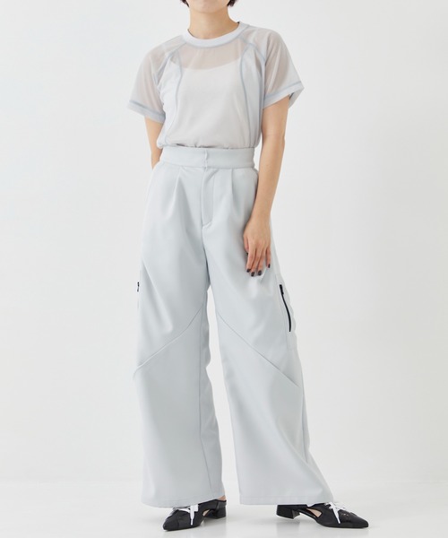 CITY TOKYO（シティトウキョウ）の「＜手洗い可能＞＜伸縮性・撥水機能＞トリコットシアーウェーブシースルーTシャツ（Tシャツ/カットソー・レディース・ブルー/ライトグレー/ミント・FREE）」の5枚目の写真