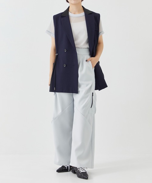 CITY TOKYO（シティトウキョウ）の「＜手洗い可能＞＜伸縮性・撥水機能＞トリコットシアーウェーブシースルーTシャツ（Tシャツ/カットソー・レディース・ブルー/ライトグレー/ミント・FREE）」の6枚目の写真