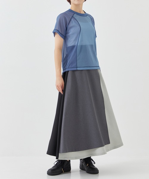 CITY TOKYO（シティトウキョウ）の「＜手洗い可能＞＜伸縮性・撥水機能＞トリコットシアーウェーブシースルーTシャツ（Tシャツ/カットソー・レディース・ブルー/ライトグレー/ミント・FREE）」の17枚目の写真