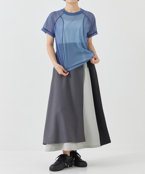 CITY TOKYO（シティトウキョウ）の「＜手洗い可能＞＜伸縮性・撥水機能＞トリコットシアーウェーブシースルーTシャツ（Tシャツ/カットソー・レディース・ブルー/ライトグレー/ミント・FREE）」の19枚目の写真