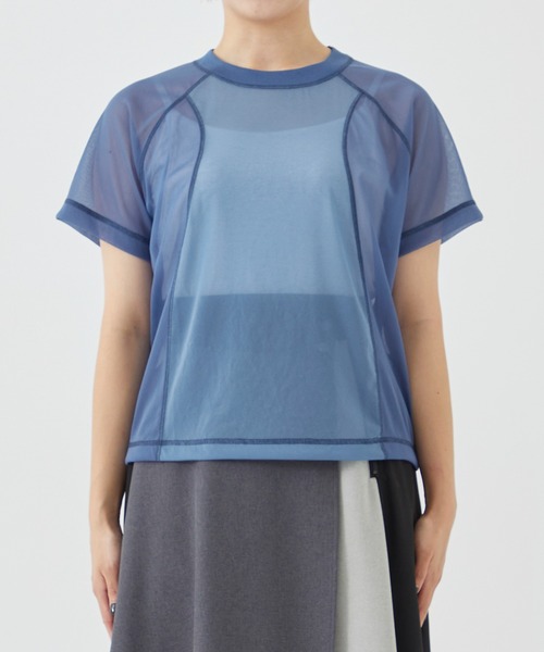 CITY TOKYO（シティトウキョウ）の「＜手洗い可能＞＜伸縮性・撥水機能＞トリコットシアーウェーブシースルーTシャツ（Tシャツ/カットソー・レディース・ブルー/ライトグレー/ミント・FREE）」の20枚目の写真