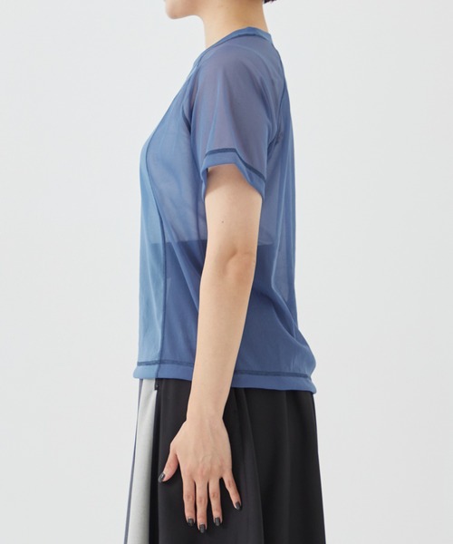 CITY TOKYO（シティトウキョウ）の「＜手洗い可能＞＜伸縮性・撥水機能＞トリコットシアーウェーブシースルーTシャツ（Tシャツ/カットソー・レディース・ブルー/ライトグレー/ミント・FREE）」の21枚目の写真