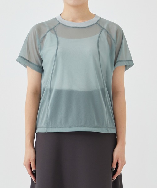 CITY TOKYO（シティトウキョウ）の「＜手洗い可能＞＜伸縮性・撥水機能＞トリコットシアーウェーブシースルーTシャツ（Tシャツ/カットソー・レディース・ブルー/ライトグレー/ミント・FREE）」の14枚目の写真