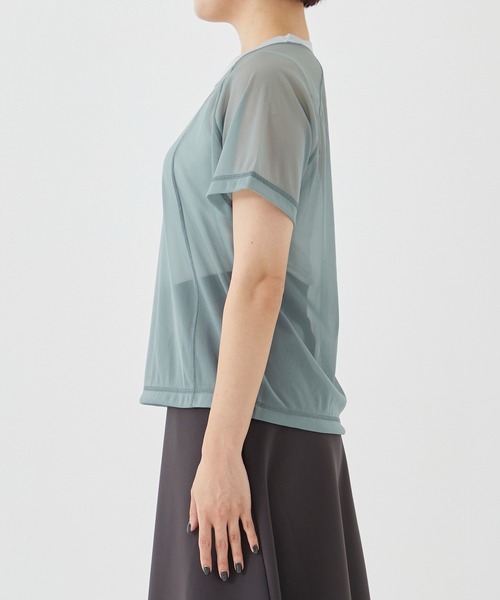 CITY TOKYO（シティトウキョウ）の「＜手洗い可能＞＜伸縮性・撥水機能＞トリコットシアーウェーブシースルーTシャツ（Tシャツ/カットソー・レディース・ブルー/ライトグレー/ミント・FREE）」の15枚目の写真