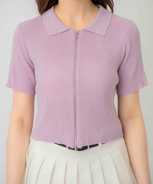 REDYAZEL（レディアゼル）の「ジップラメニット（ニット/セーター・レディース・グレー/ピンク/ホワイト・FREE）」の16枚目の写真