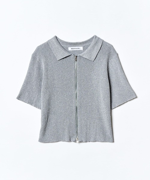 REDYAZEL（レディアゼル）の「ジップラメニット（ニット/セーター・レディース・グレー/ピンク/ホワイト・FREE）」の5枚目の写真