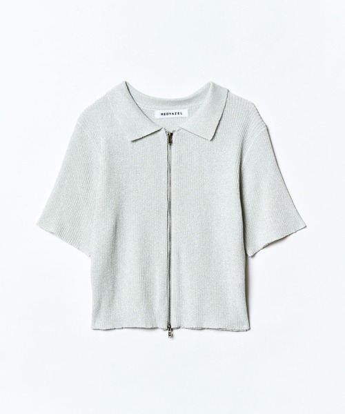 REDYAZEL（レディアゼル）の「ジップラメニット（ニット/セーター・レディース・グレー/ピンク/ホワイト・FREE）」の4枚目の写真