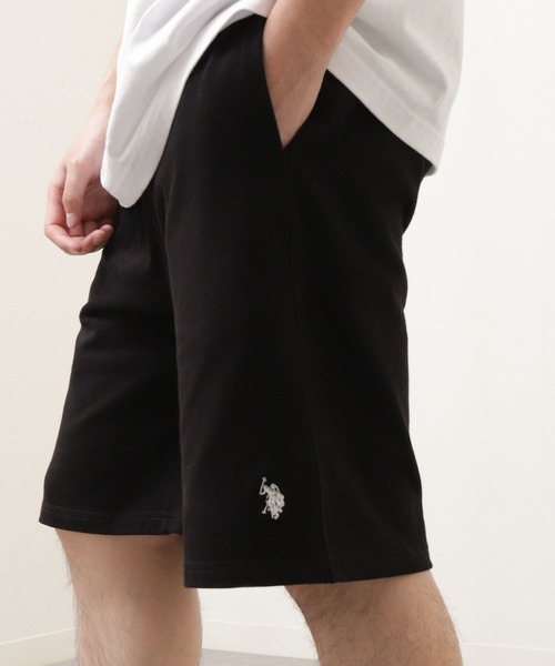 U.S. POLO ASSN.（ユーエスポロアッスン）の「【U.S.POLOASSN.】 ワンポイント刺繍 ヘビーウェイト スウェット ショートパンツ / ハーフパンツ（スウェットパンツ・メンズ・ブラック/ブラック系/ネイビー/オフホワイト/グレー・X-LARGE/LARGE/MEDIUM）」の3枚目の写真