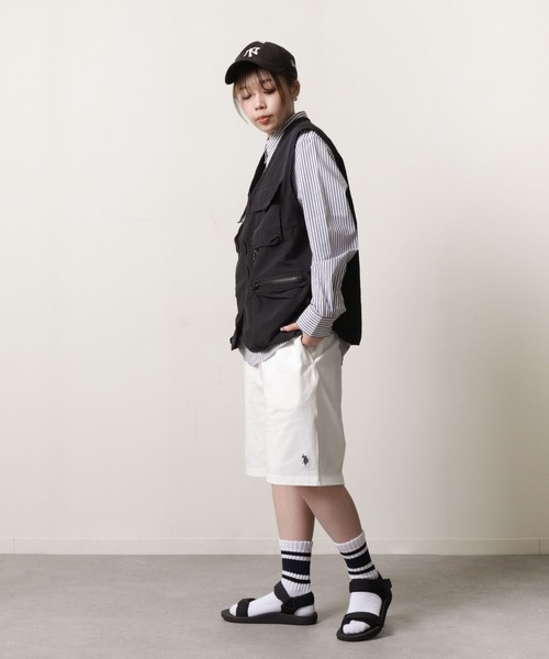 U.S. POLO ASSN.（ユーエスポロアッスン）の「【U.S.POLOASSN.】 ワンポイント刺繍 ヘビーウェイト スウェット ショートパンツ / ハーフパンツ（スウェットパンツ・メンズ・ブラック/ブラック系/ネイビー/オフホワイト/グレー・X-LARGE/LARGE/MEDIUM）」の14枚目の写真