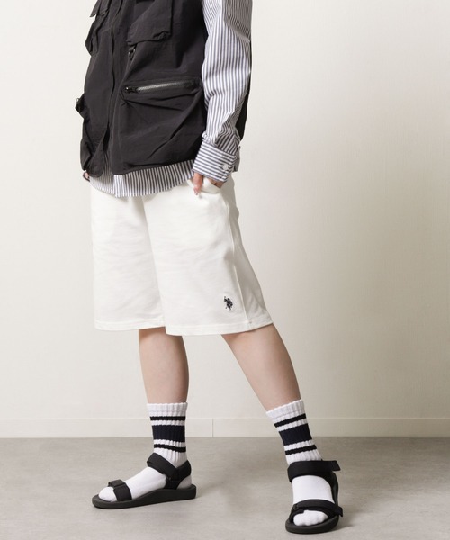 U.S. POLO ASSN.（ユーエスポロアッスン）の「【U.S.POLOASSN.】 ワンポイント刺繍 ヘビーウェイト スウェット ショートパンツ / ハーフパンツ（スウェットパンツ・メンズ・ブラック/ブラック系/ネイビー/オフホワイト/グレー・X-LARGE/LARGE/MEDIUM）」の15枚目の写真