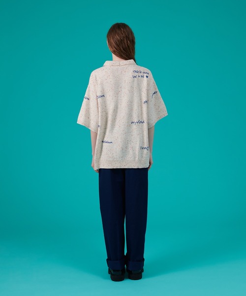 ONCILY（オンシェリー）の「HAND WRITTEN EMBROIDERY KNIT SHIRT / ハンドライティング刺繍ニットシャツ（シャツ/ブラウス・メンズ・ブラック/アイボリー/ネイビー・MEDIUM/LARGE/SMALL）」の5枚目の写真