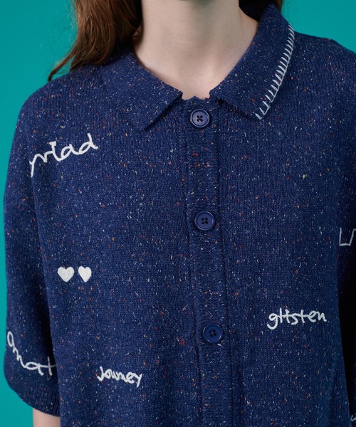 ONCILY（オンシェリー）の「HAND WRITTEN EMBROIDERY KNIT SHIRT / ハンドライティング刺繍ニットシャツ（シャツ/ブラウス・メンズ・ブラック/アイボリー/ネイビー・MEDIUM/LARGE/SMALL）」の17枚目の写真
