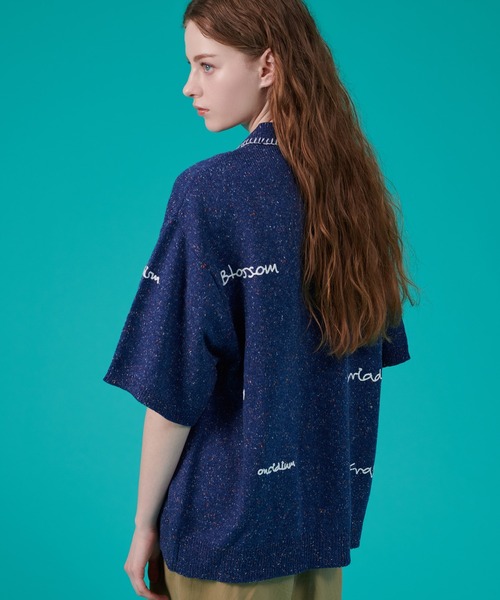 ONCILY（オンシェリー）の「HAND WRITTEN EMBROIDERY KNIT SHIRT / ハンドライティング刺繍ニットシャツ（シャツ/ブラウス・メンズ・ブラック/アイボリー/ネイビー・MEDIUM/LARGE/SMALL）」の12枚目の写真