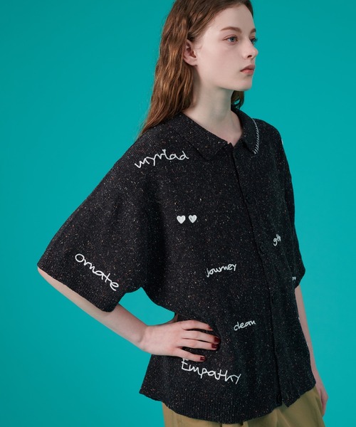 ONCILY（オンシェリー）の「HAND WRITTEN EMBROIDERY KNIT SHIRT / ハンドライティング刺繍ニットシャツ（シャツ/ブラウス・メンズ・ブラック/アイボリー/ネイビー・MEDIUM/LARGE/SMALL）」の22枚目の写真