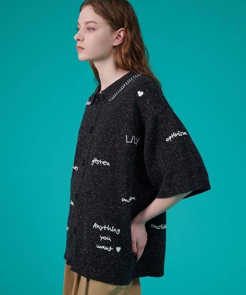 ONCILY（オンシェリー）の「HAND WRITTEN EMBROIDERY KNIT SHIRT / ハンドライティング刺繍ニットシャツ（シャツ/ブラウス・メンズ・ブラック/アイボリー/ネイビー・MEDIUM/LARGE/SMALL）」の21枚目の写真