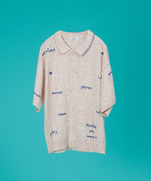 ONCILY（オンシェリー）の「HAND WRITTEN EMBROIDERY KNIT SHIRT / ハンドライティング刺繍ニットシャツ（シャツ/ブラウス・メンズ・ブラック/アイボリー/ネイビー・MEDIUM/LARGE/SMALL）」の9枚目の写真