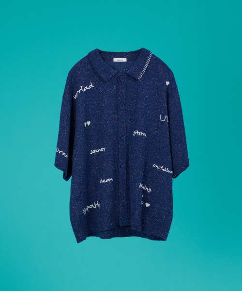 ONCILY（オンシェリー）の「HAND WRITTEN EMBROIDERY KNIT SHIRT / ハンドライティング刺繍ニットシャツ（シャツ/ブラウス・メンズ・ブラック/アイボリー/ネイビー・MEDIUM/LARGE/SMALL）」の19枚目の写真