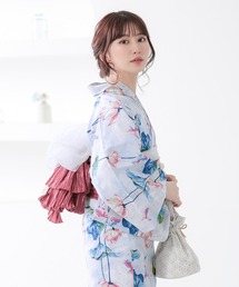 Clarus（クラルス）の「レディース　浴衣2点セット（Clarus浴衣＋しわ兵児帯）夏の思い出 S/F/TL/LL サイズ 綿浴衣 大人可愛い　女性　レディース 国内染め/日本染色 KIMONOMACHI ブルー系 イエベ浴衣　ブルべ浴衣　トレンドカラー モカムース セピア調　低身長浴衣　低身長 浴衣（浴衣）」