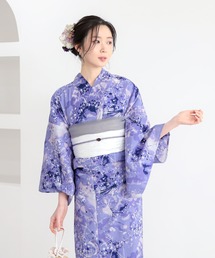 Clarus（クラルス）の「レディース　浴衣2点セット（Clarus浴衣＋しわ兵児帯）夏の思い出 S/F/TL/LL サイズ 綿浴衣 大人可愛い　女性　レディース 国内染め/日本染色 KIMONOMACHI ブルー系 イエベ浴衣　ブルべ浴衣　トレンドカラー モカムース セピア調　低身長浴衣　低身長 浴衣（浴衣）」