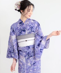 Clarus（クラルス）の「レディース　浴衣2点セット（Clarus浴衣＋しわ兵児帯）夏の思い出 S/F/TL/LL サイズ 綿浴衣 大人可愛い　女性　レディース 国内染め/日本染色 KIMONOMACHI ブルー系 イエベ浴衣　ブルべ浴衣　トレンドカラー モカムース セピア調　低身長浴衣　低身長 浴衣（浴衣）」
