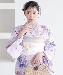 Clarus（クラルス）の「レディース　浴衣2点セット（Clarus浴衣＋しわ兵児帯）夏の思い出 S/F/TL/LL サイズ 綿浴衣 大人可愛い　女性　レディース 国内染め/日本染色 KIMONOMACHI ブルー系 イエベ浴衣　ブルべ浴衣　トレンドカラー モカムース セピア調　低身長浴衣　低身長 浴衣（浴衣）」