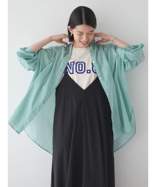 AMERICAN HOLIC(アメリカンホリック)の「カルゼギャザーシャツチュニック(シャツ/ブラウス・レディース・グリーン系その他3/ブルー系その他4/オフホワイト/ネイビー/ピンク・L/M)」の7枚目の写真