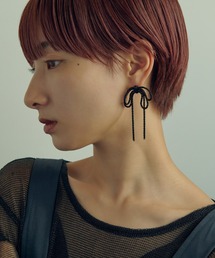 レイヤード チェーン リボン ピアス
