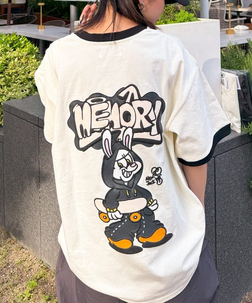 MEMORY（メモリー）の「【MEMORY】ウサギ リンガーネック Tシャツ