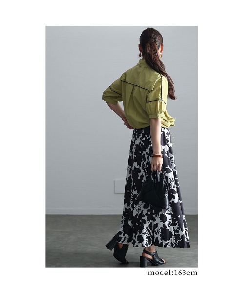 Sawa a la mode(サワアラモード)の「配色パイピングブラウス(シャツ/ブラウス・レディース・グリーン/オレンジ・FREE)」の9枚目の写真