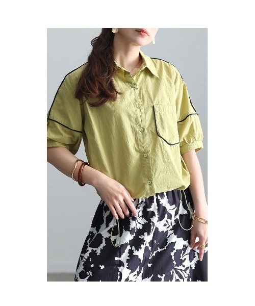 Sawa a la mode(サワアラモード)の「配色パイピングブラウス(シャツ/ブラウス・レディース・グリーン/オレンジ・FREE)」の11枚目の写真